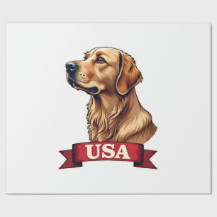 Vintage USA Golden Retriever Engraving Shirt Wrapping Paper