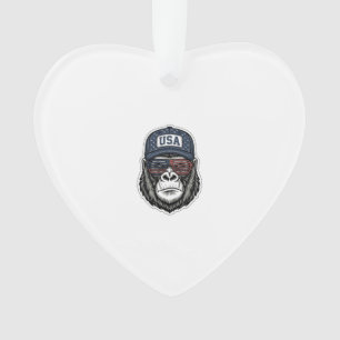Vintage USA Gorilla Sunglasses Patriotic Shirt Des Ornament