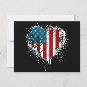 Vintage USA Heart 4th Of July Patriotic American F Thank You Card