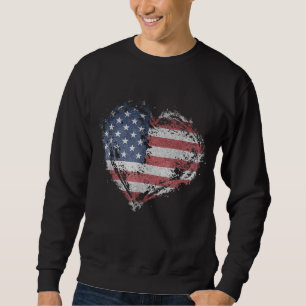 Vintage USA Heart Shape American Flag Stylish Desi Sweatshirt
