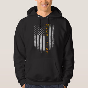 Vintage USA Machinist Engineer American Flag Machi Hoodie