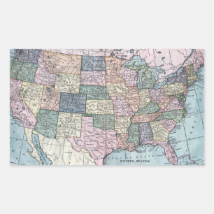 Vintage USA Map Sticker