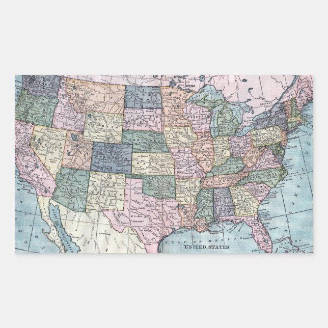 Vintage USA Map Sticker (Front)