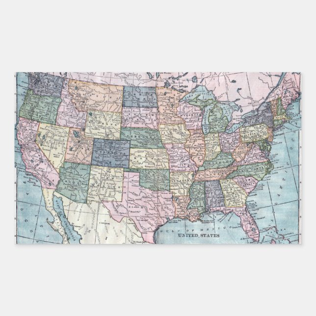 Vintage USA Map Sticker (Front)