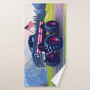 Vintage, USA monster truck Bath Towel