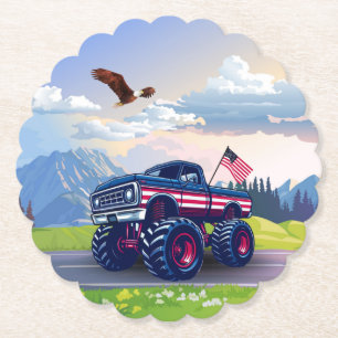 Vintage, USA monster truck Paper Coaster