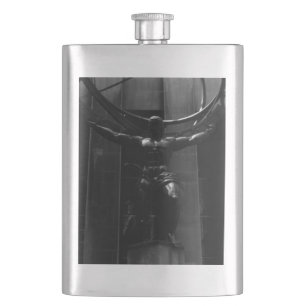 Vintage USA New York rockefeller Atlas statue Hip Flask