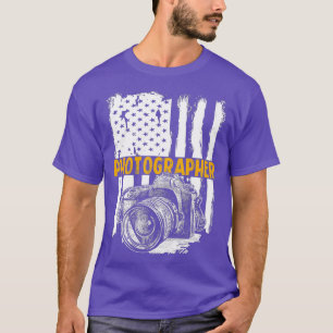 Vintage USA Photographer American Flag Patriotic T-Shirt