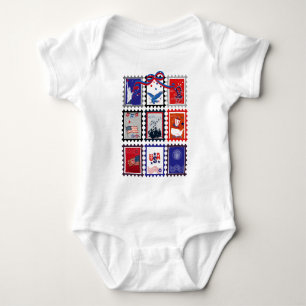 Vintage USA Postage Stamp Baby Bodysuit