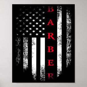 Vintage Usa Red White Barber American Flag Cool Gi Poster