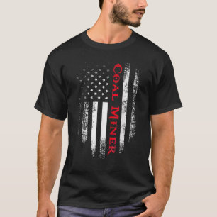 Vintage Usa Red White Coal Miner American Flag T-Shirt