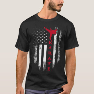 Vintage USA Red White Karate American Flag Cool Gi T-Shirt