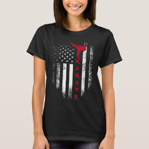Vintage USA Red White Karate American Flag Cool Gi T-Shirt