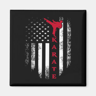 Vintage Usa Red White Karate American Flag Cool Magnet