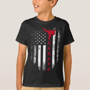 Vintage Usa Red White Karate American Flag Cool T-Shirt
