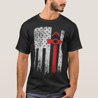 Vintage USA Red White  Roofer American Flag Tee 