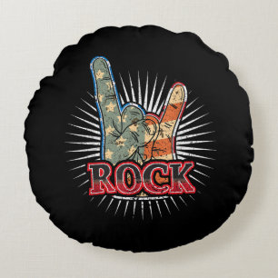 Vintage USA Rock - Band Concert Poster 70s 80s Round Pillow