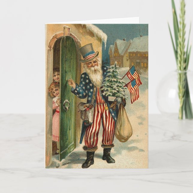 Vintage USA Santa Holiday Card (Front)