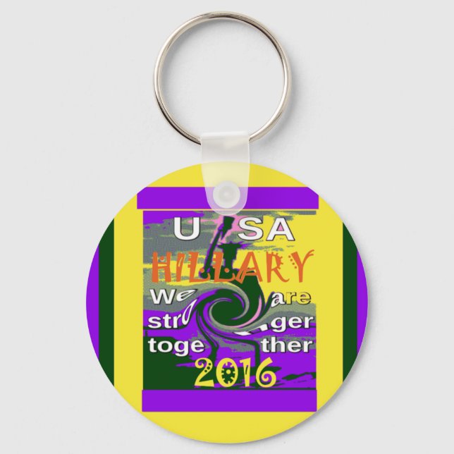 Vintage USA Stronger Together Abstract Art Print Keychain (Front)