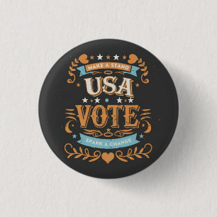Vintage USA Vote Design 1 Inch Round Button