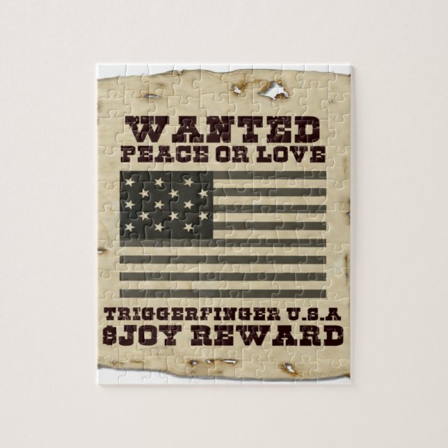 Vintage USA Wanted: Wanted: Peace or Love Design Jigsaw Puzzle (Vertical)