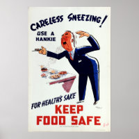 Vintage Use a Hankie Sneezing Health Food Safety