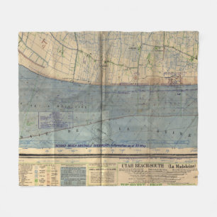 Vintage Utah Beach D-Day Invasion Map (1944) Fleece Blanket