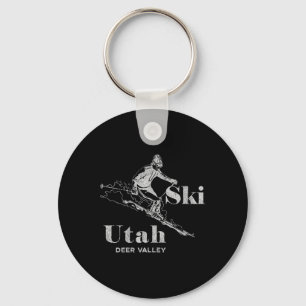 Vintage Utah Deer Valley Skiing Tee Keychain