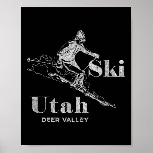 Vintage Utah Deer Valley Skiing Tee Poster