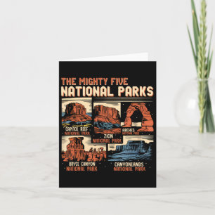 Vintage Utah Mighty Five 5 National Parks Hiking C Card