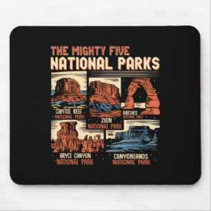 Vintage Utah Mighty Five 5 National Parks Hiking C Mouse Pad