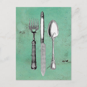 Vintage Utensil Art Postcard