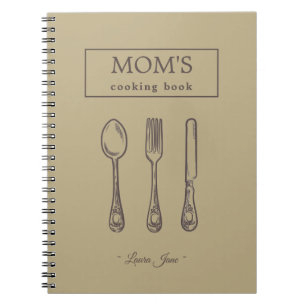 vintage utensils rustic mom kitchen recipe name notebook