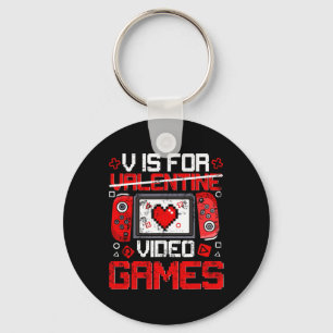 Vintage V Is For Video Games Valentine Gamer Valen Keychain