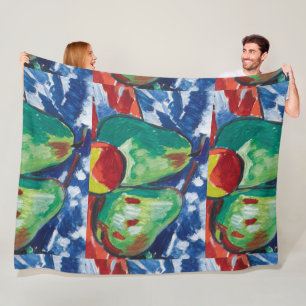 Vintage Vaclav Spala Still life with pears Red Blu Fleece Blanket