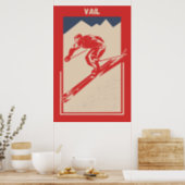 Vintage Vail Colorado Snow Skiing Ski Resort  Poster (Kitchen)