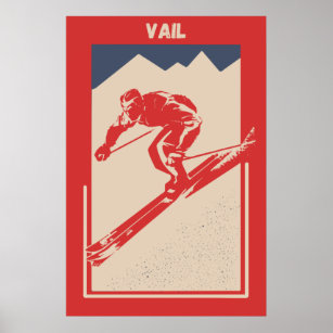 Vintage Vail Colorado Snow Skiing Ski Resort  Poster