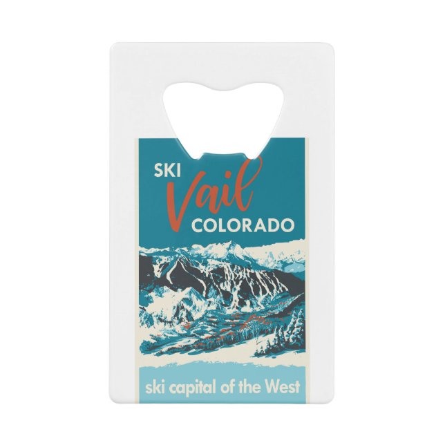 Vintage Vail Ski Poster Credit Card Bottle Opener (Front)