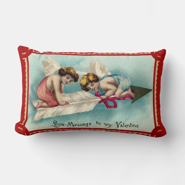 Vintage Valentine art Lumbar Pillow (Front)