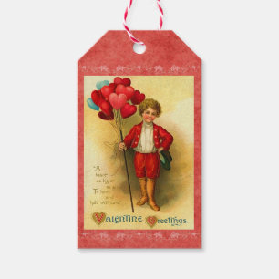 Vintage Valentine Balloon Greetings Hanging Cards Gift Tags