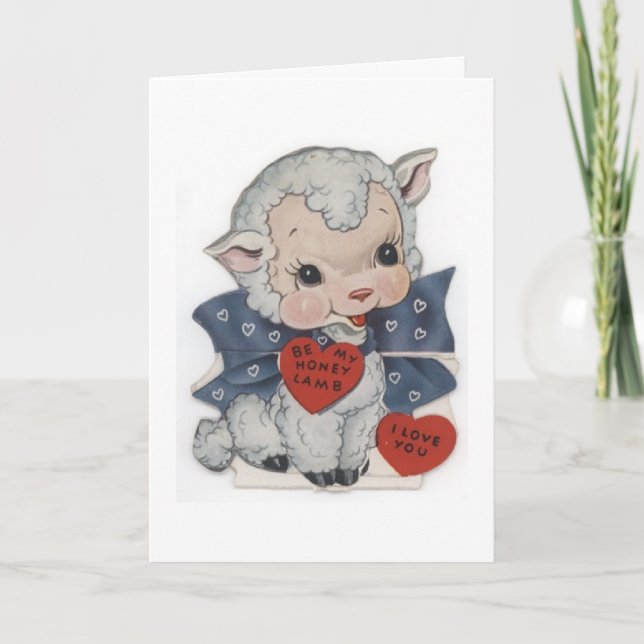 Vintage Valentine - Be My Honey Lamb, Holiday Card (Front)