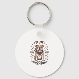 Vintage Valentine Bulldog XOXO Shirt Design_1 Keychain
