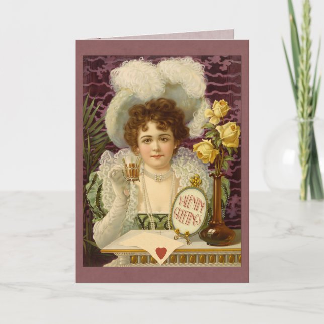 Vintage Valentine Café Girl CC0355  Greeting Card (Front)
