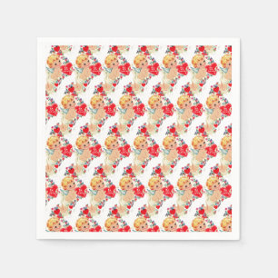 Vintage Valentine Cherub Angel Be My Love Napkin