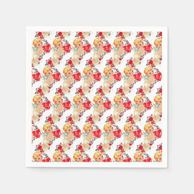 Vintage Valentine Cherub Angel Be My Love Napkin (Front)