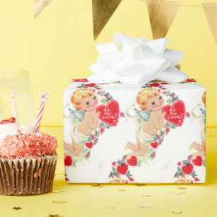 Vintage Valentine Cherub Angel Be My Love Wrapping Paper