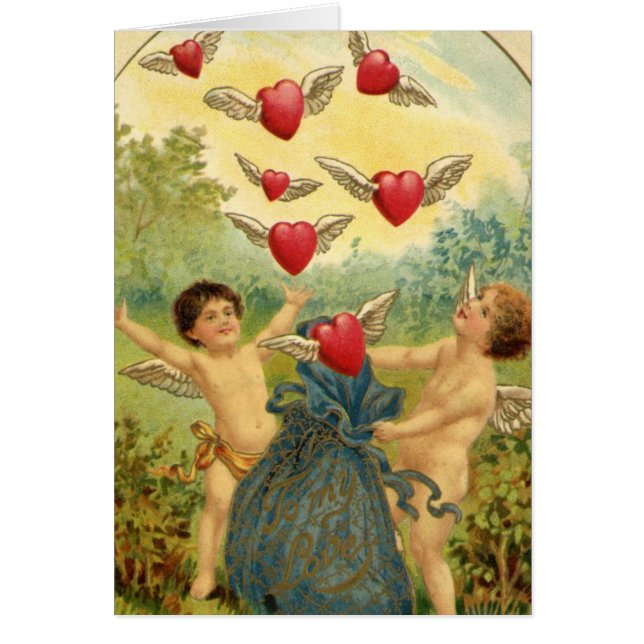 Vintage Valentine Cherubs and Hearts (Front)