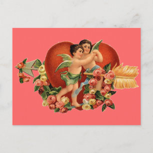 Vintage Valentine Cherubs Holiday Postcard