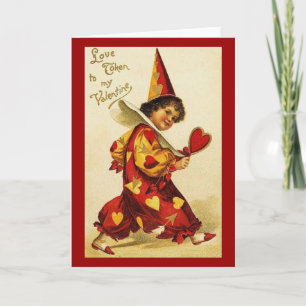 Vintage Valentine Child Clown Card