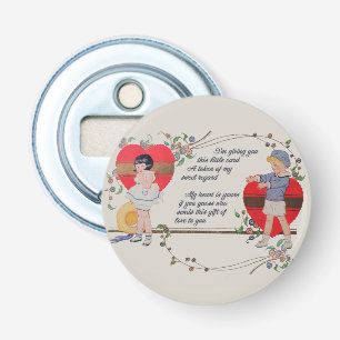 Vintage Valentine Children Cute Colourful Art Deco Bottle Opener